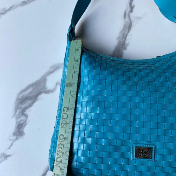Sharif Luxury Blue Woven Leather Hobo Bag - Picture 4 of 9